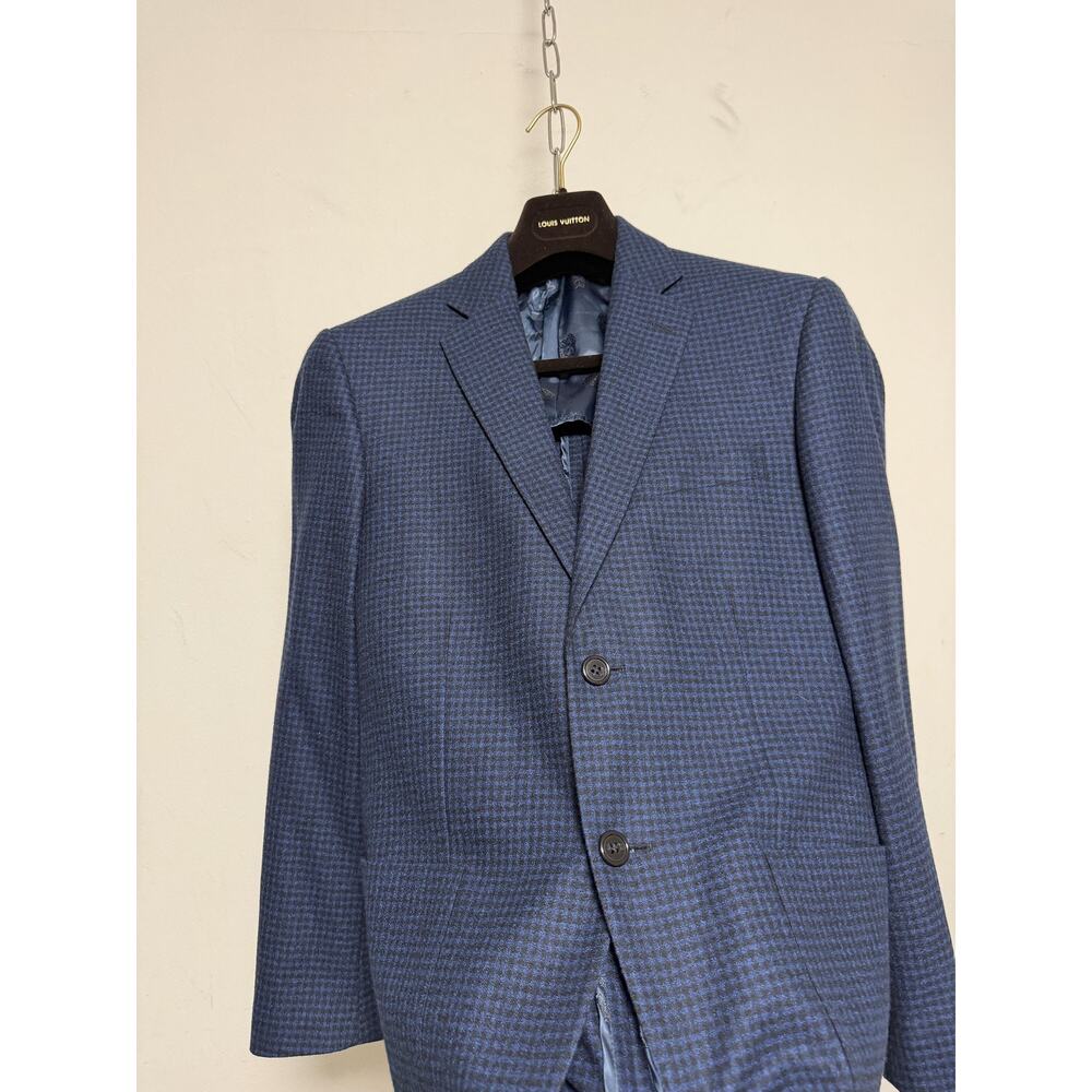 Bruno Magli Blazer Mens 36S Blue Wool Check Two Button Sport Coat Notch Lapel - Picture 4 of 16